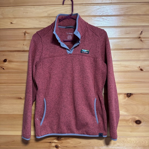 L.L. Bean T-Snap Fleece Pullover Jacket Red Womens Size Small - Picture 1 of 3